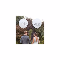 Giant Mrs Wedding Balloons 36 Inch Twin Pack Rustic Country, White