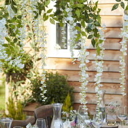 White Artificial Wisteria Flower Hanging Wedding Garland 4 Pack Rustic Country