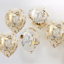Oh Baby Balloons! Printed Gold Confetti Balloons x 5 Oh Baby Shower Range