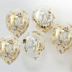 Oh Baby Balloons! Printed Gold Confetti Balloons x 5 Oh Baby Shower Range