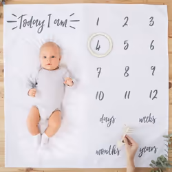 White Fabric Baby Milestone Blanket Mat Keepsake 1 Pack