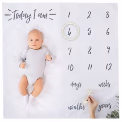 White Fabric Baby Milestone Blanket Mat Keepsake 1 Pack
