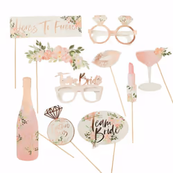 Pink and Rose Gold Hen Party Photo Props, Team Bride Photo Props, Floral Bridal Shower, Hen Party Photo Props, Rose Gold Bach ...