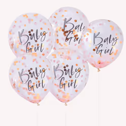 Ginger Ray Twinkle Twinkle Rose Gold Foiled """"Baby Girl"""" Confetti Decorative Baby Shower Party Balloons
