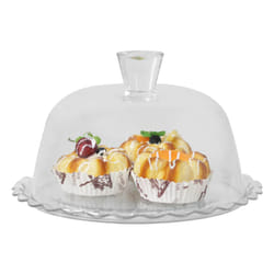 Pasabahce Glass Cake Stand With Dome Lid Cupcake Display Serving Platter Tray