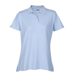 Russell Athletic Ladies Womens Polo Tshirt Top Shirt Plain Sports Casual Short Sleeve New Cotton - Sky Blue, S