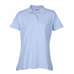 Russell Athletic Ladies Womens Polo Tshirt Top Shirt Plain Sports Casual Short Sleeve New Cotton - Sky Blue, S