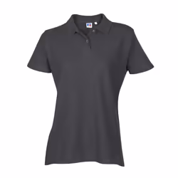 Russell Athletic Ladies Womens Polo Tshirt Top Shirt Plain Sports Casual Short Sleeve New Cotton - Titanium, XS