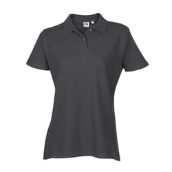Russell Athletic Ladies Womens Polo Tshirt Top Shirt Plain Sports Casual Short Sleeve New Cotton - Titanium, XS