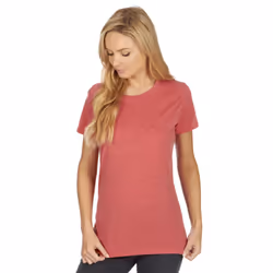 Ladies Womens Loose Short Sleeve Casual T-Shirt Plain Summer Top Athletics Sports - Red, Medium