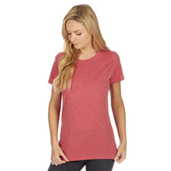 Ladies Womens Loose Short Sleeve Casual T-Shirt Plain Summer Top Athletics Sports - Red, Small