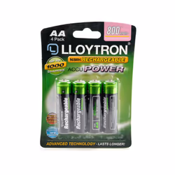Lloytron Mains Battery Charger + 4x AA Rechargeable Batteries 800mAh