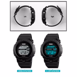 SKMEI Girls Boys Black Digital Watch 50m Water Resistant Stopwatch Alarm Perfect Ages 5-12 DG1334 - Blue