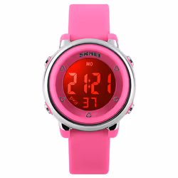 Skmei Girls Digital Watch 50m Water Resistant With Stopwatch Alarm Ages 5+ - Pink