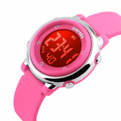 Skmei Girls Digital Watch 50m Water Resistant With Stopwatch Alarm Ages 5+ - Pink