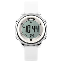 Skmei Girls Digital Watch 50m Water Resistant With Stopwatch Alarm Ages 5+ - White