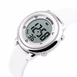 Skmei Girls Digital Watch 50m Water Resistant With Stopwatch Alarm Ages 5+ - White