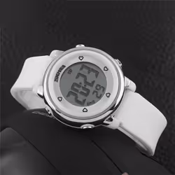 Skmei Girls Digital Watch 50m Water Resistant With Stopwatch Alarm Ages 5+ - White