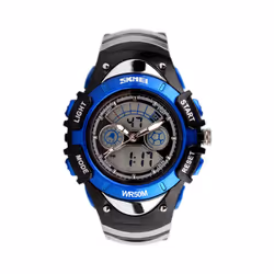 Skmei Boys Digital Watch 30m Water Resistant Dual Display Stopwatch Alarm Ages 5-13 - Blue