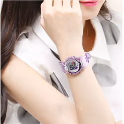 SKMEI Boys Girls Childrens Purple Blue Digital Watch Transparent Strap Watch Stopwatch Ages 5-13 - Purple