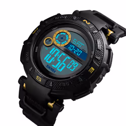 Skmei Large Dial Digital Watch Day Date Alarm Stopwatch Tough Sports Watch DG1467 - Gold