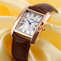 Skmei Women's Watch Square Rose Gold Roman Numerals Genuine Leather Strap SK1085 - Brown