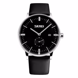 Skmei Mens Classic Watch Genuine Leather Strap Date Display Four Colours SK9083 - Black