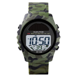 Skmei Solar Powered Digital Watch Resin Strap Alarm Light Stopwatch 3 Colours - Green