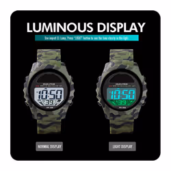 Skmei Solar Powered Digital Watch Resin Strap Alarm Light Stopwatch 3 Colours - Green