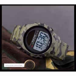 Skmei Solar Powered Digital Watch Resin Strap Alarm Light Stopwatch 3 Colours - Green