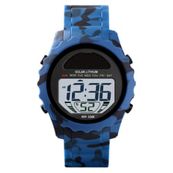 Skmei Solar Powered Digital Watch Resin Strap Alarm Light Stopwatch 3 Colours - Blue