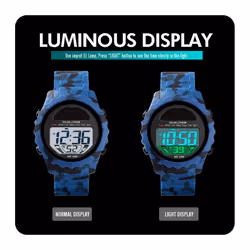 Skmei Solar Powered Digital Watch Resin Strap Alarm Light Stopwatch 3 Colours - Blue