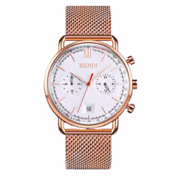 Skmei Mens Watch Date Display Black Blue Gold Clear Comfortable Luminous - Gold