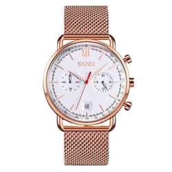 Skmei Mens Watch Date Display Black Blue Gold Clear Comfortable Luminous - Gold