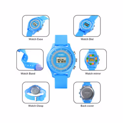 Skmei Kids Boys Girls Children Digital Watch Date Stopwatch Flashing Lights - Blue