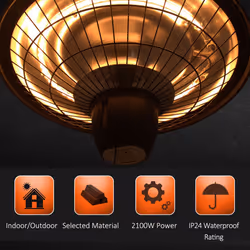 Outsunny 2100W Electric Patio Heater Garden Ceiling Hanging Warmer Halogen Light