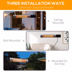 Outsunny 1500W Electric Halogen Heater Garden Warmer Wall Mount Remote Control
