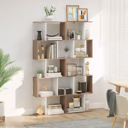 HOMCOM 5-tier Display Shelving Storage Bookcase S Shape design Unit Natural