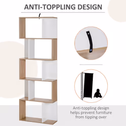 HOMCOM 5-tier Display Shelving Storage Bookcase S Shape design Unit Natural - Additional view 5