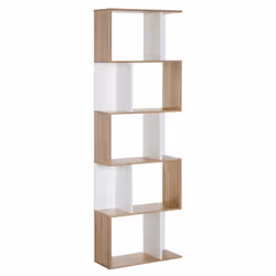 HOMCOM 5-tier Display Shelving Storage Bookcase S Shape design Unit Natural - Additional view 8