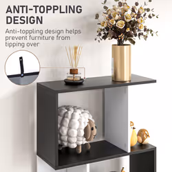 HOMCOM 5-tier Bookcase Storage Display Shelving S Shape design Unit Black - Additional view 4