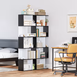 HOMCOM 5-tier Bookcase Storage Display Shelving S Shape design Unit Black - Additional view 7
