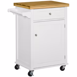HOMCOM Rolling Kitchen Cart Storage Trolley with Drawer Towel Rail White - Additional view 8