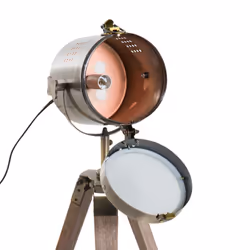 HOMCOM Vintage Tripod Table Desk Lamp Bedside Light Copper Finish Wooden Base - Additional view 6