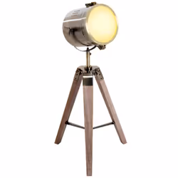 HOMCOM Vintage Tripod Table Desk Lamp Bedside Light Copper Finish Wooden Base - Additional view 8