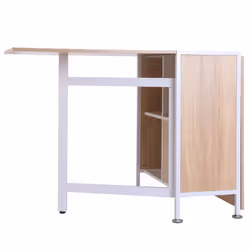 Homcom Foldable Dining Table - Oak & White | Folding Computer Desk