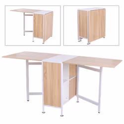 Homcom Foldable Dining Table - Oak & White | Folding Computer Desk - Additional view 6