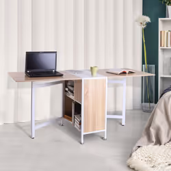 Homcom Foldable Dining Table - Oak & White | Folding Computer Desk - Additional view 8