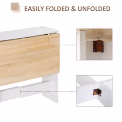 HOMCOM Wooden Folding Table Writing Desk Oak, White Home Office