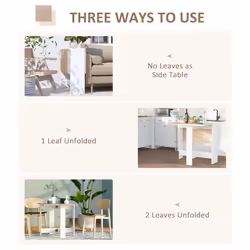 HOMCOM Wooden Folding Table Writing Desk Oak, White Home Office